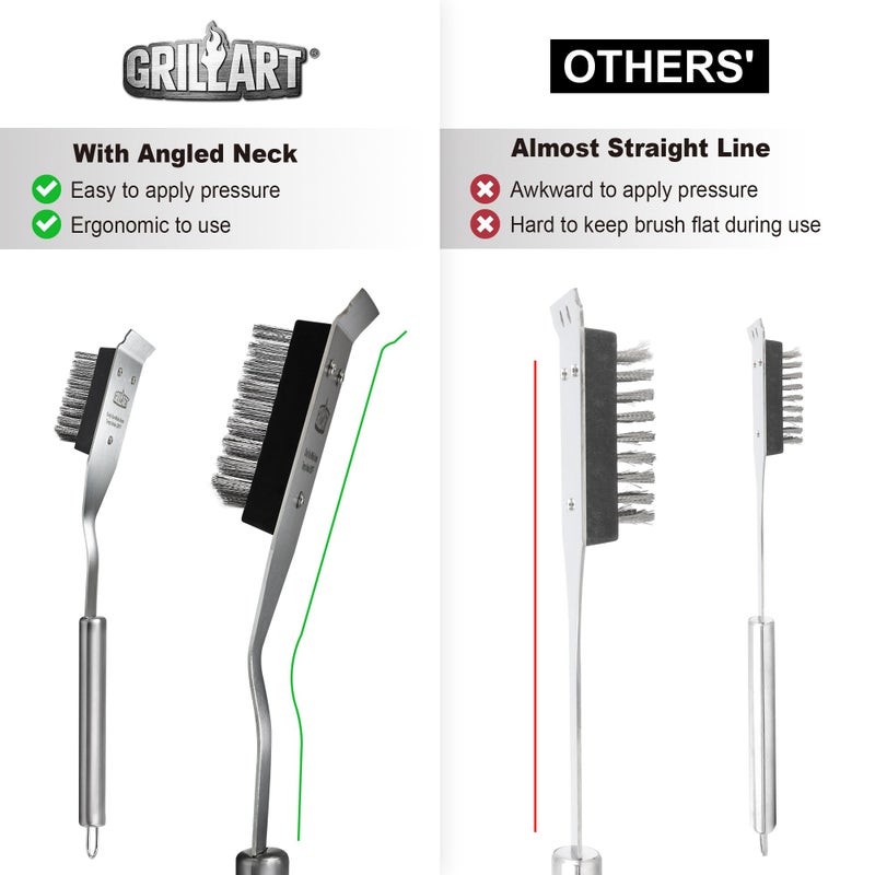 GRILLART Grill Brush and Scraper, Wire BBQ Grill Brush for Outdoor Grill, 16.5” Grill Cleaning Brush BBQ Grill Accessories, Safe Grill Cleaner Brush-Ideal Gift for Men/Dad BBQ Brush for Grill Cleaning - Image 3