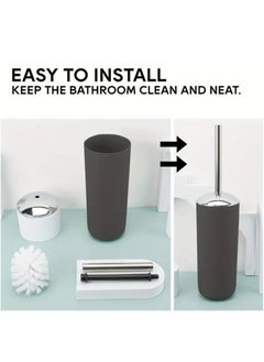RAQTA 6-Piece Black Bathroom Accessory Set | Modern Plastic Set with Soap Dispenser, Toilet Brush, Toothbrush Holder, Cup, Dish & Trash Can  - Image 3