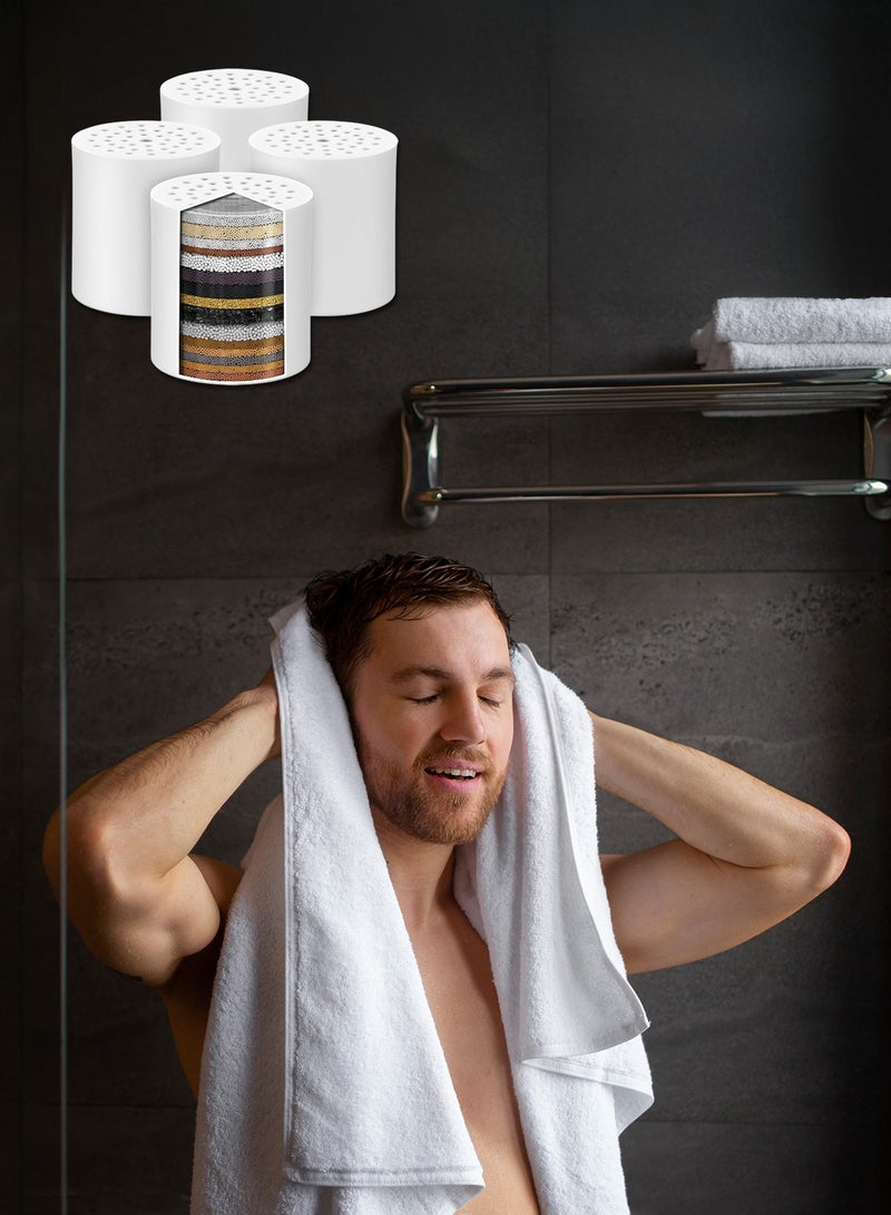 4-Pack Universal Shower Filter Replacement Cartridges – Vitamin C Enriched, Reduces Hard Water & Metals, Enhances Skin & Hair Health, Fits Most Standard Filters - Image 4