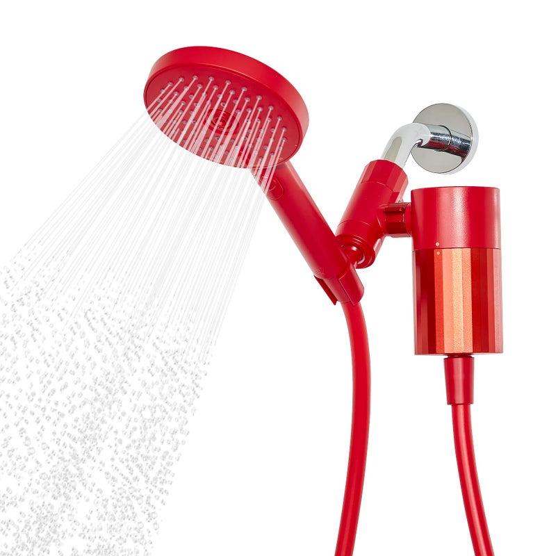 Sproos! - Handheld Showerhead with Filter Set, High Performance Filtration System for Healthier Hair and Skin, Extra Long 70 Inch Hose, 3 Customized Spray Functions, Red - Image 1
