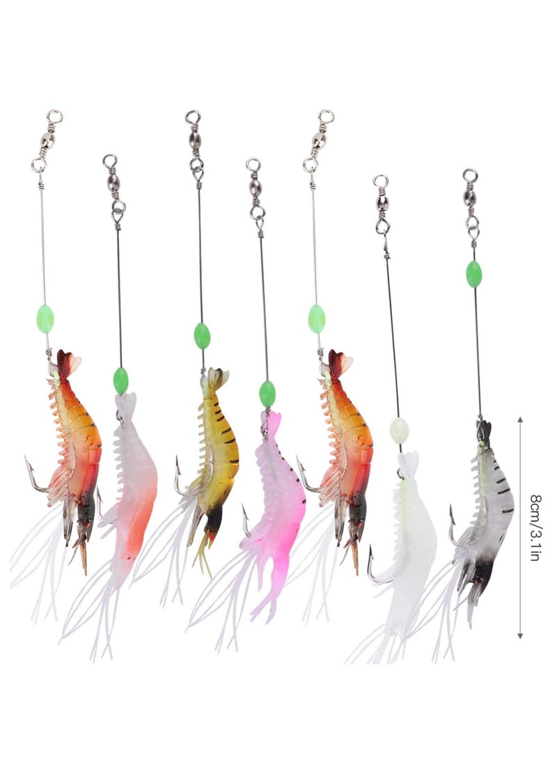 Generic 7-Piece Set Of High Fidelity Soft Silicon Night Light Fishing Bait With Hook Artificial Shrimp Bait Set 8cm/7g  - Image 1