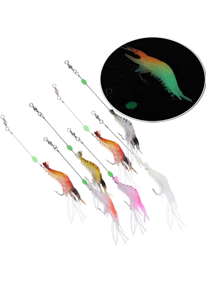 Generic 7-Piece Set Of High Fidelity Soft Silicon Night Light Fishing Bait With Hook Artificial Shrimp Bait Set 8cm/7g  - Image 3