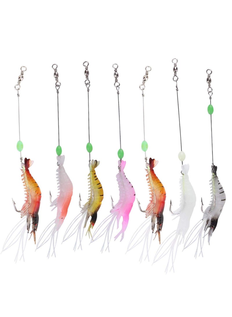 Generic 7-Piece Set Of High Fidelity Soft Silicon Night Light Fishing Bait With Hook Artificial Shrimp Bait Set 8cm/7g  - Image 2