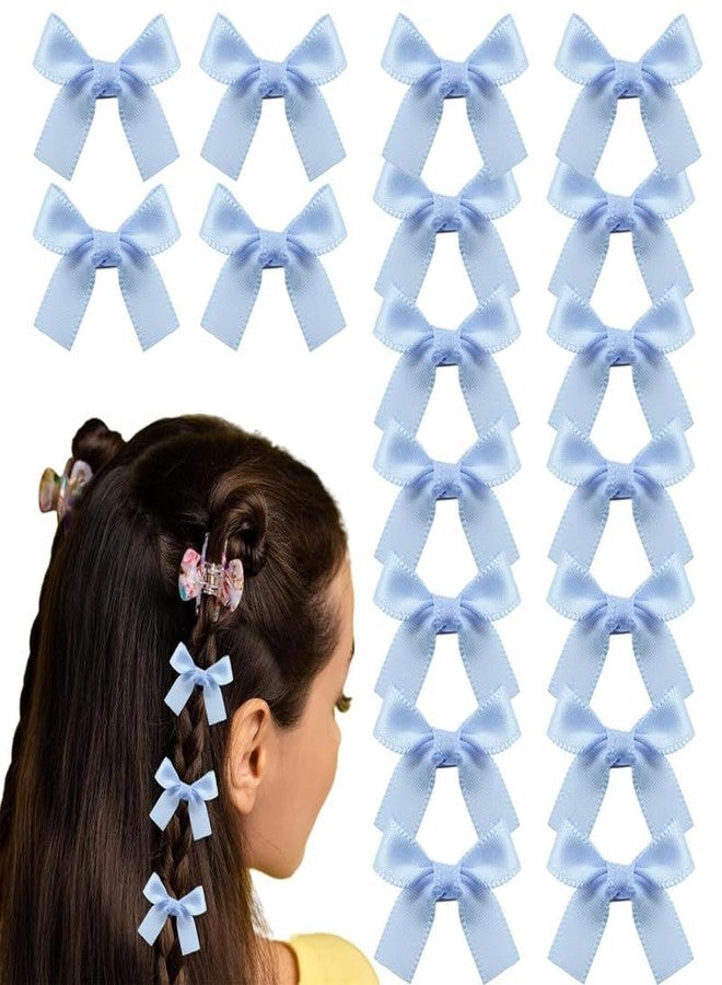 FAMEZA 12 Pcs Mini Bow Hair Clips Satin Mini Bow Clips Small Bowknot Barrettes Hair Ribbon Alligator Clips Hair Bows for Girls Baby Women(Blue) - Image 1