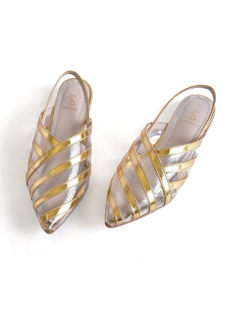 LIFESTYLISH - Mules Flat Leather SB-11 - Gold - Image 1
