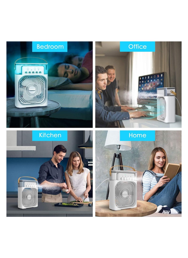 EXCLIFE - Portable Air Conditioner Fan,USB Personal Evaporative Air Cooler,Mini Humidifier Misting Fan with LED Light,3 Wind Speeds and 5 Spray Modes For Home Appliances - Image 1
