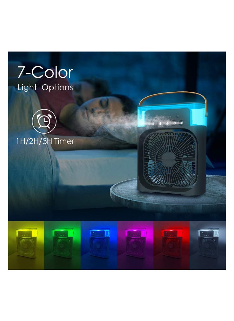 EXCLIFE - Portable Air Conditioner Fan,USB Personal Evaporative Air Cooler,Mini Humidifier Misting Fan with LED Light,3 Wind Speeds and 5 Spray Modes For Home Appliances - Image 1