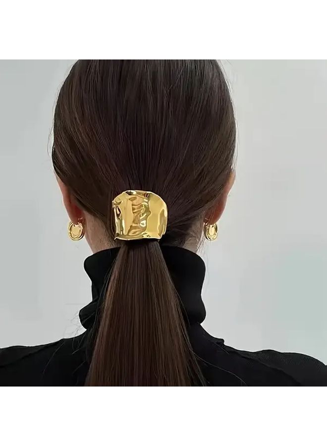 Silvery Hair Rope Elegant Hairband Ponytail Holder For Women Golden Accessories - Image 1