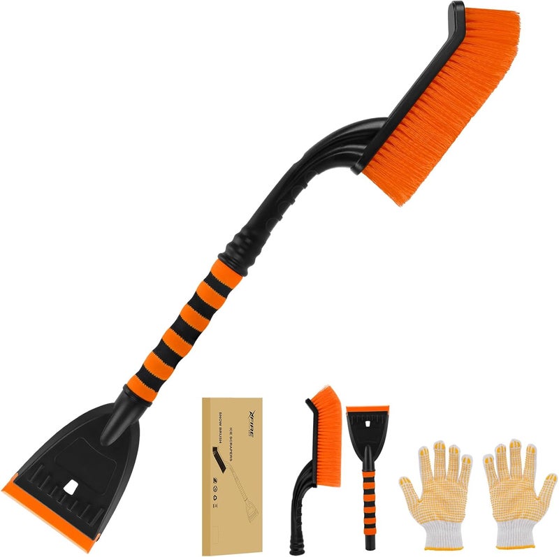 XFIRE-GEAR Car Snow Brush and Ice Scraper/26.8" Window Scraper Deicer for Car Windshield, 2 in 1 Ice Scrapers and Brushes with Non-Slip Gloves, Winter Car Automotive Exterior Accessories - Image 1