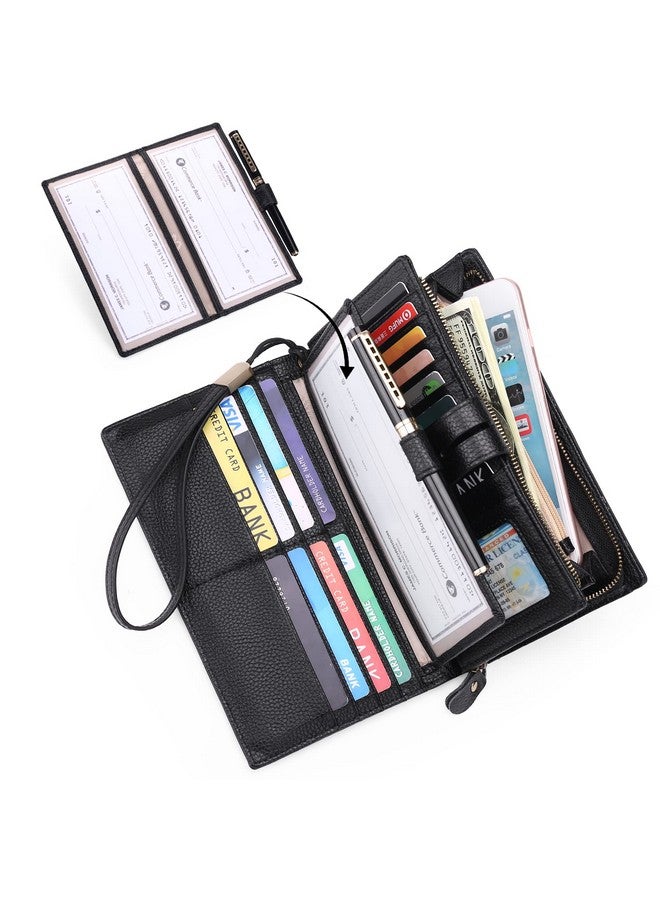 SENDEFN Women'S Wallet Large Capacity Rfid Blocking Leather Wallets Credit Cards Organizer With Checkbook Holder - Image 3