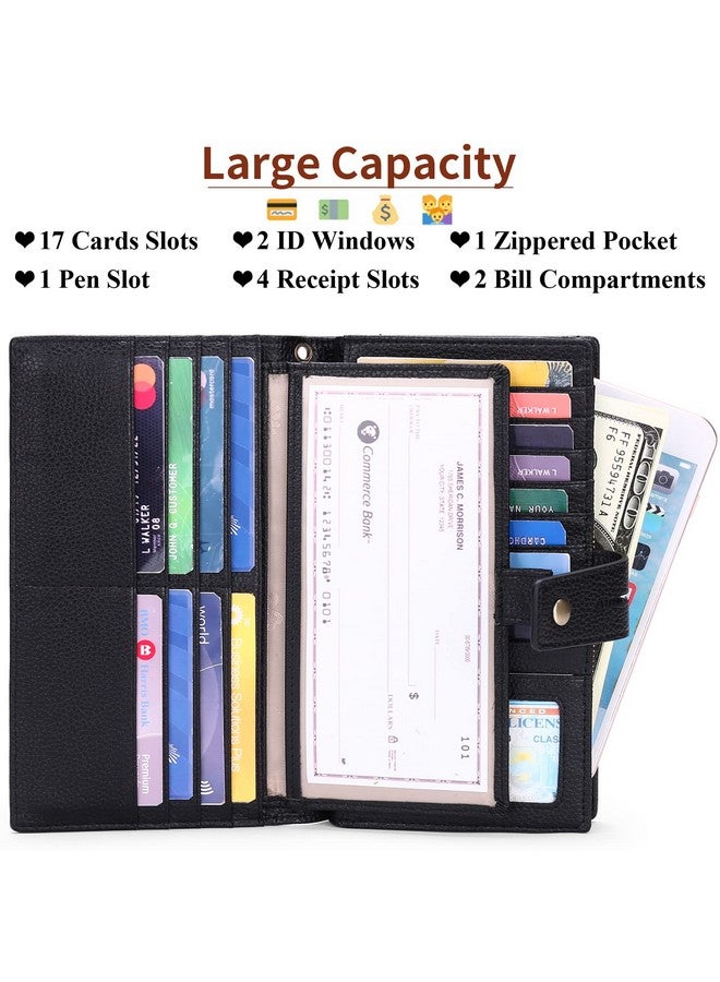 SENDEFN Women'S Wallet Large Capacity Rfid Blocking Leather Wallets Credit Cards Organizer With Checkbook Holder - Image 2