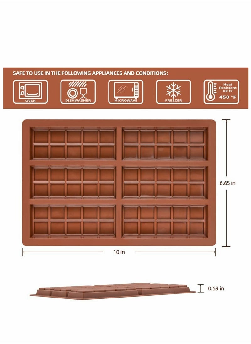Excefore - Silicone Chocolate Molds, Rectangle Chocolate Bar Sweet Molds Silicone Bakeware Wax Melt Molds, Non-Stick and Bpa Free for Hard Candy, Chocolate, Gummy, Caramel, Ganache, Ice Cubes Mini Silicone Molds - Image 1