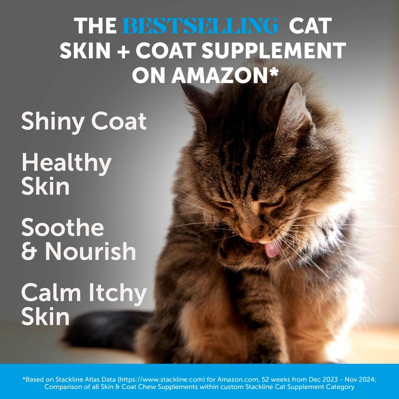 Pet Honesty Cat Skin & Coat Health Chews â€“ Crunchy & Creamy Treats with Omegas, Vitamin C & E, Biotin â€“ Soothes Itchy, Dry Skin, Reduces Shedding & Promotes a Shiny Coat â€“ Cat Vitamins (Chicken 30-Day Supply) - Image 2