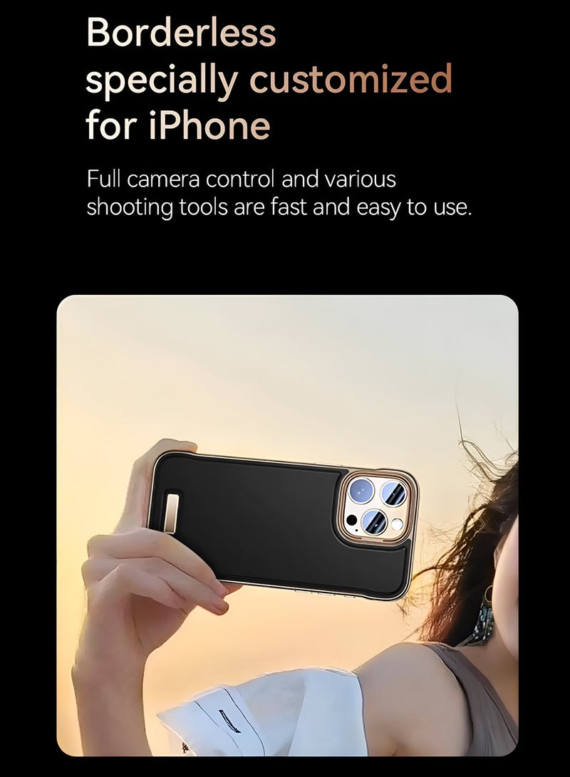 Wtech Apple iPhone 16 Pro 5G 2024 Luxury Leather Thin Metal Phone Case, Anti-Fallen Cover Without Frame Light Phone Shield Case Cover - Black - Image 3