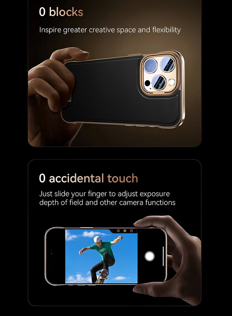 Wtech Apple iPhone 16 Pro 5G 2024 Luxury Leather Thin Metal Phone Case, Anti-Fallen Cover Without Frame Light Phone Shield Case Cover - Black - Image 5