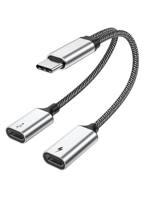 USB C Splitter, Male to 2 Female Adapter, C Port Hub Charging Split Cord for Mac, Xbox One, PS5, Laptop (NOT for Monitor)