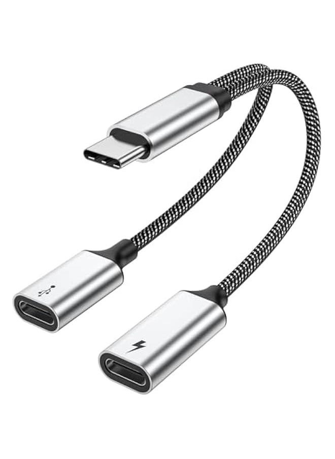 USB C Splitter, Male to 2 Female Adapter, C Port Hub Charging Split Cord for Mac, Xbox One, PS5, Laptop (NOT for Monitor)