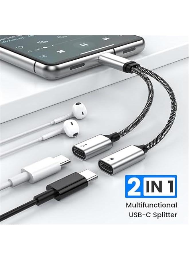 USB C Splitter, Male to 2 Female Adapter, C Port Hub Charging Split Cord for Mac, Xbox One, PS5, Laptop (NOT for Monitor)