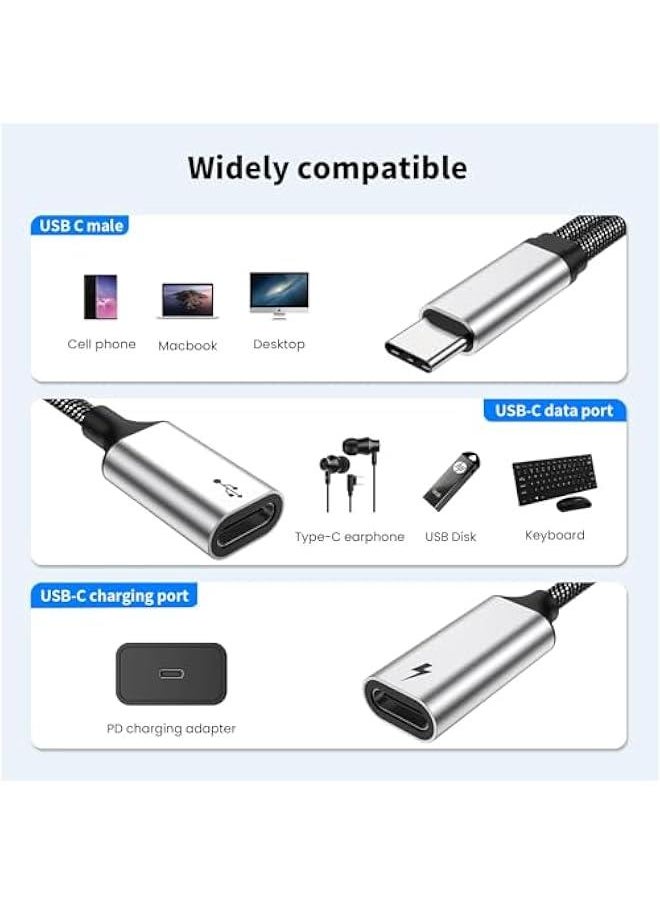 USB C Splitter, Male to 2 Female Adapter, C Port Hub Charging Split Cord for Mac, Xbox One, PS5, Laptop (NOT for Monitor)