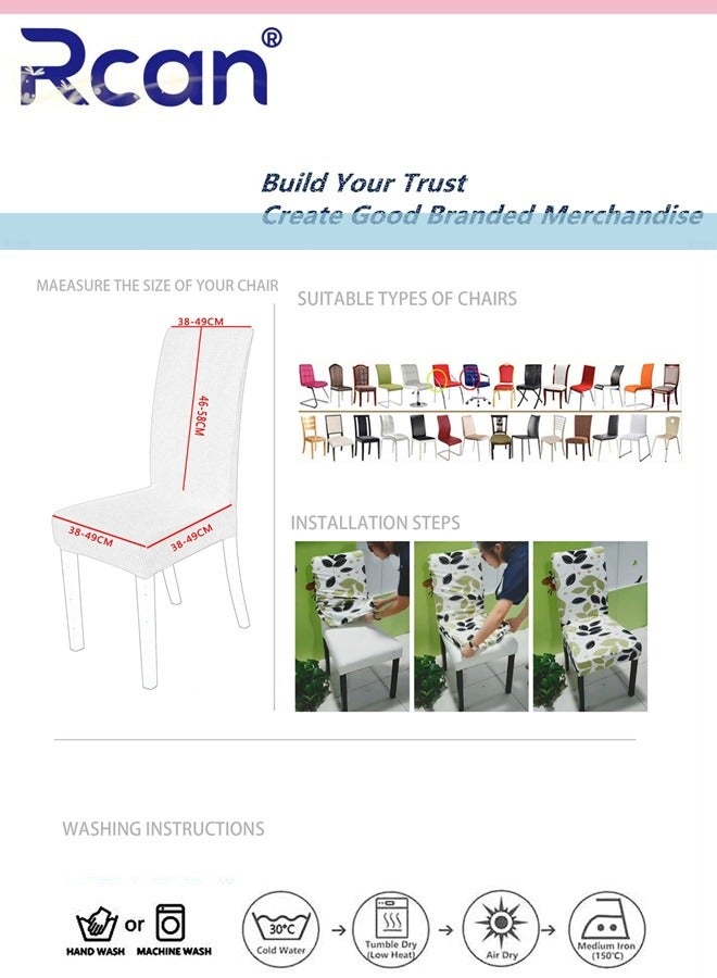 Rcan 8-Piece Stretch Chair Covers for Dining Room Waterproof Leather Elastic Dining Chair Protector Cover for Dining Room Kitchen Hotel Removable Washable - Image 4