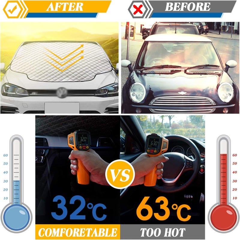 WIN.MAX Universal Car Front Windshield Cover - Magnetic UV Rays and Heat Protection - Anti-Frost - 193 x 126 cm - Image 3