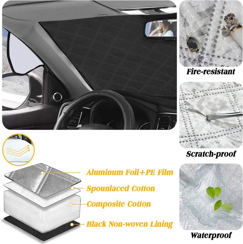 WIN.MAX Universal Car Front Windshield Cover - Magnetic UV Rays and Heat Protection - Anti-Frost - 193 x 126 cm - Image 2