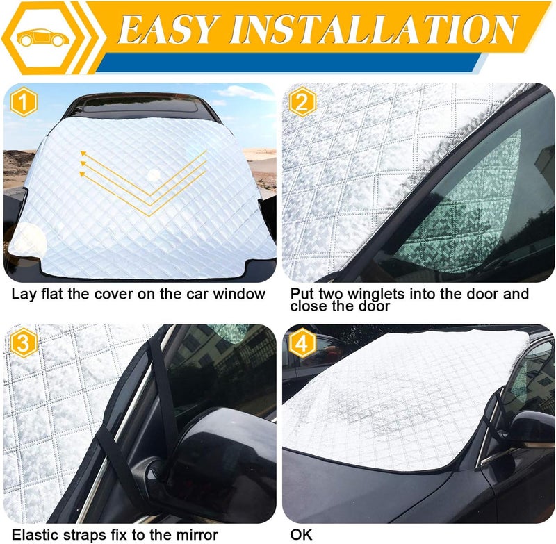 WIN.MAX Universal Car Front Windshield Cover - Magnetic UV Rays and Heat Protection - Anti-Frost - 193 x 126 cm - Image 5