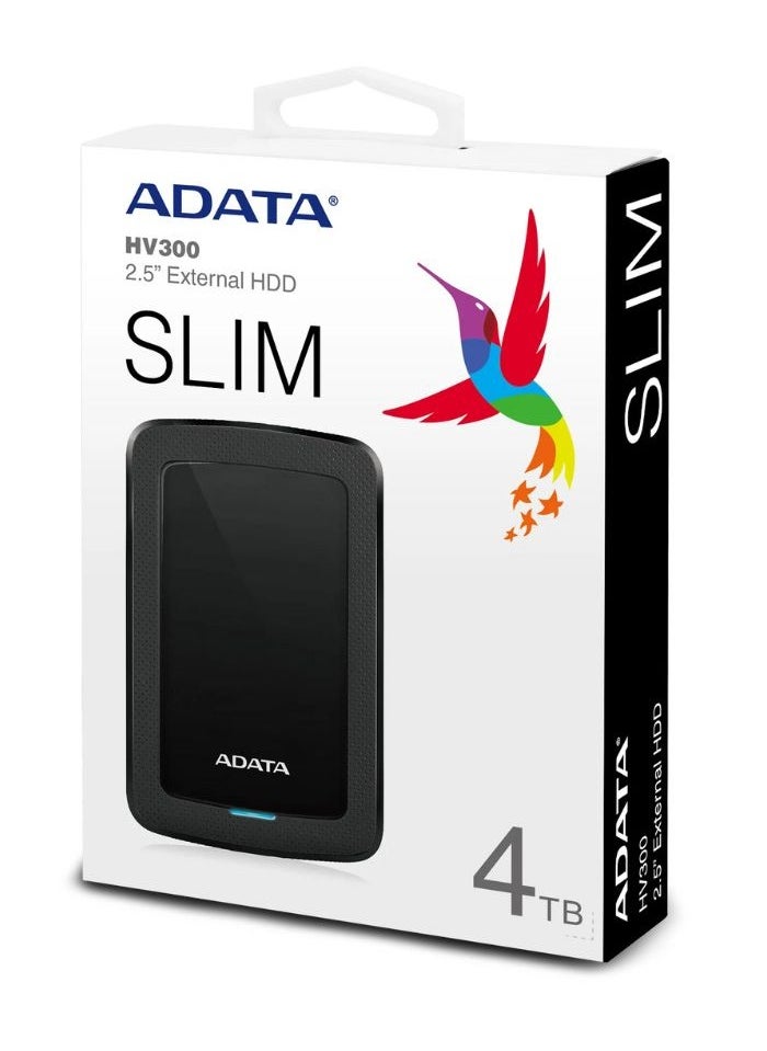 ADATA - HV300 4TB External HDD Slim Hard Drive | Compatible with PS5 XBOX for Superfast Gaming Fast Data Transfer | Black - Image 1