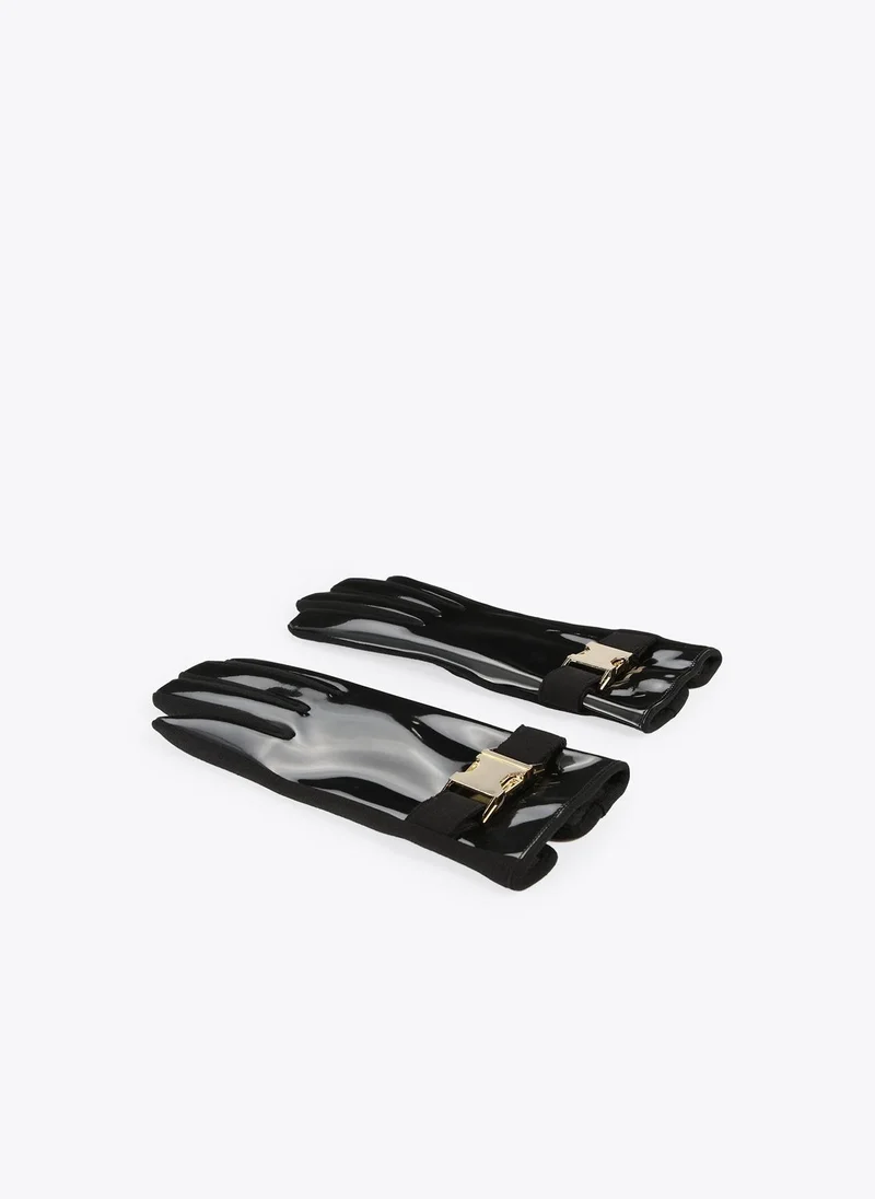 Lola Casademunt Patent leather buckle gloves