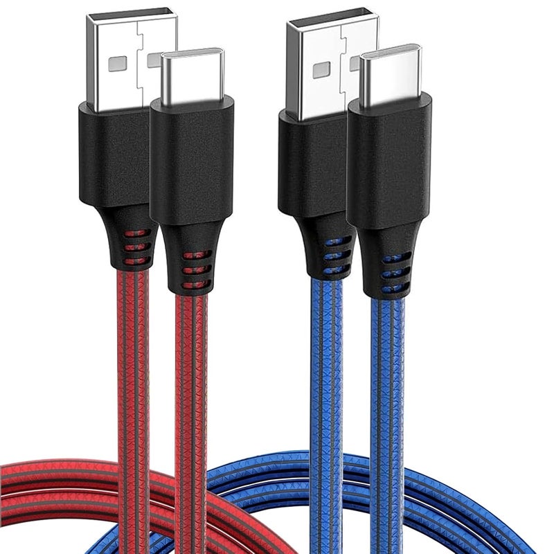 شيتيك كابل SCHITEC من النوع C، 2 قطع بطول 2 متر/6 أقدام، كابلات شاحن من USB-A إلى C مضفرة من PVC، نقل بيانات بسرعة 480 ميجابت/ثانية، فصل تيار 2.4 أمبير لسامسونج/هواوي/شاومي/ون بلس/لوميا/نيكسوس (النوع C، لونان، 2 متر) - Image 1