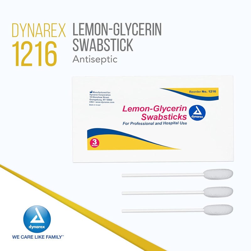 Dynarex LemonGlycerin Swabsticks Pleasant Tasting Cotton Swabs that Gently Soothes and Refreshes Dry Mouth 3 Oral Swabsticks per Packet 1 Box of 75 LemonGlycerin Swabsticks  2 Pack - Image 2