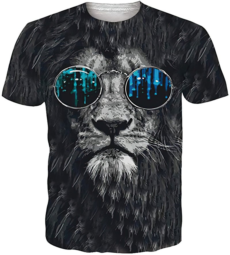 2021 summer new cool animal 3D digital personalized printing fashion trendy men's short-sleeved T-shirt in stock - Image 4