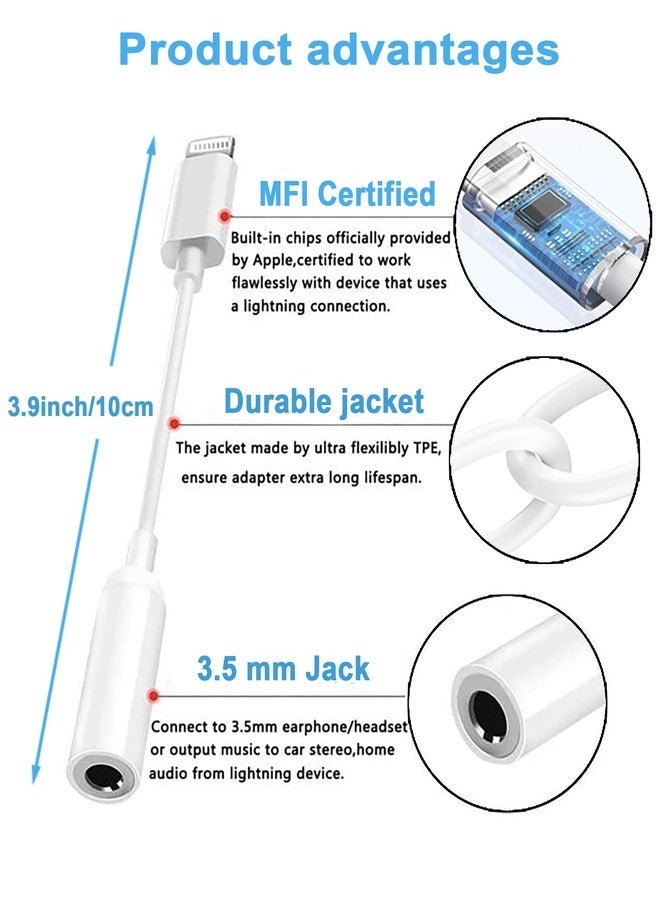 Fonestuff 2Pack Lightning to 3.5mm iPhone Headphone Adapter Aux Audio Dongle with Aux Cord Headphone Jack Adapter Compatible with iPhone 14 13 12 11 X XS 8 7, Apple MFi Certified - Image 4