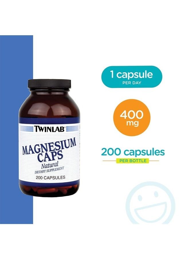 Twinlab Magnesium Caps - High Absorption Magnesium Supplement to Support Leg Cramps Relief - Magnesium Capsules for Stress Relief, 420 mg, 200 Count, 1 Pack  - Image 2