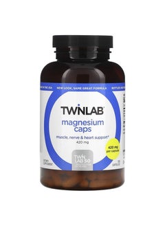 Twinlab Magnesium Caps - High Absorption Magnesium Supplement to Support Leg Cramps Relief - Magnesium Capsules for Stress Relief, 420 mg, 200 Count, 1 Pack  - Image 1