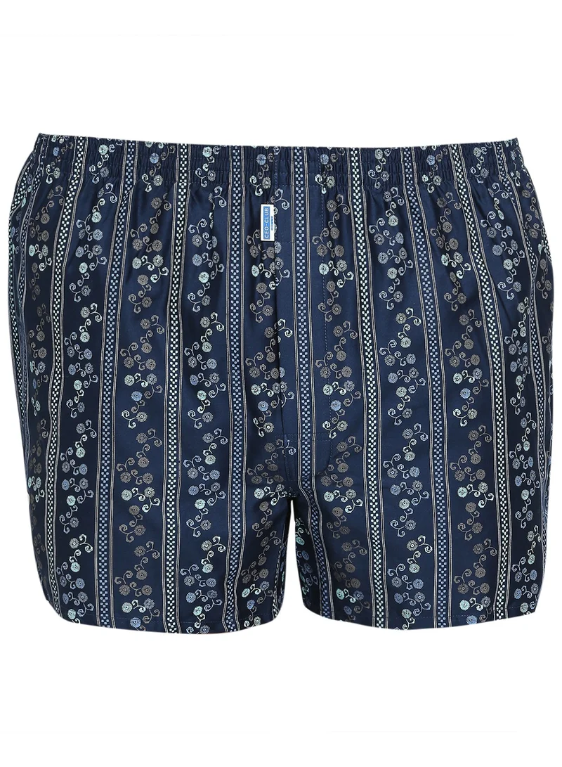 BYC MEN'S PRINTED COTTON BOXER SHORTS - DARK BLUE