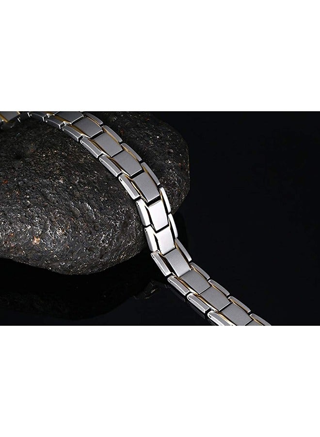Magnetic Bracelet for Men Titanium Steel Magnetic Bracelet for Men with Double Row Magnets Adjustable