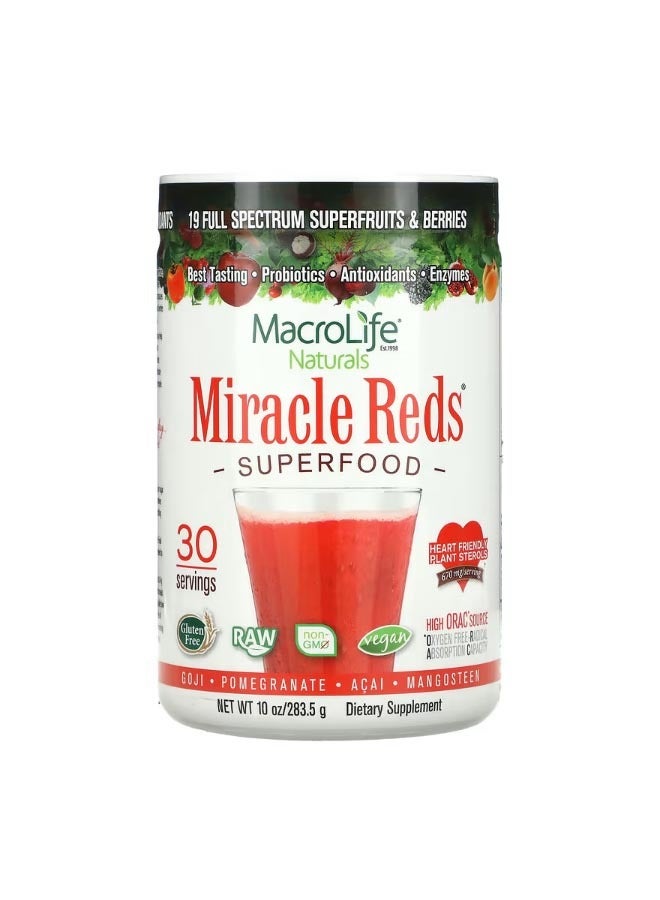 MacroLife Naturals Miracle Reds Superfood Goji Pomegranate Acai Mangosteen 10 oz 283.5 g - Image 1
