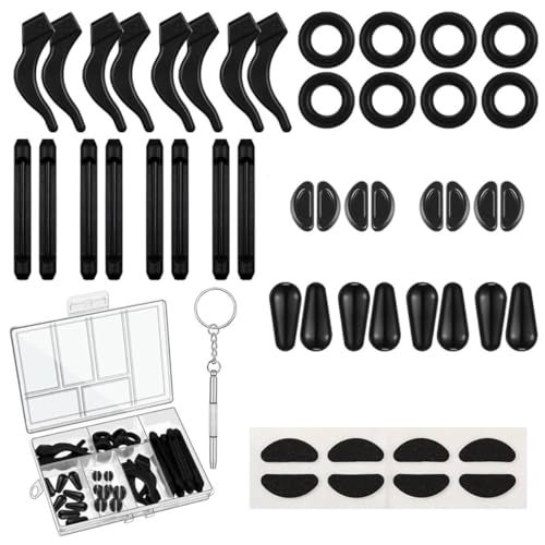 MAYCREATE® 50PCS Eyeglasses Retainers Sets, Silicone Anti-Slip Eyeglass Holder, Comfort Ear Grip Hooks Protectors for Spectacle Sunglasses Reading Glasses Eyewear, Black - Image 1