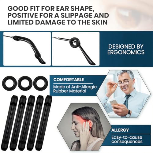 MAYCREATE® 50PCS Eyeglasses Retainers Sets, Silicone Anti-Slip Eyeglass Holder, Comfort Ear Grip Hooks Protectors for Spectacle Sunglasses Reading Glasses Eyewear, Black - Image 4