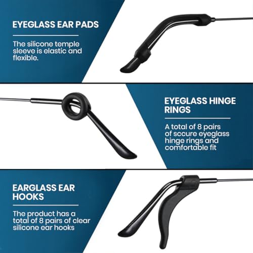 MAYCREATE® 50PCS Eyeglasses Retainers Sets, Silicone Anti-Slip Eyeglass Holder, Comfort Ear Grip Hooks Protectors for Spectacle Sunglasses Reading Glasses Eyewear, Black - Image 5
