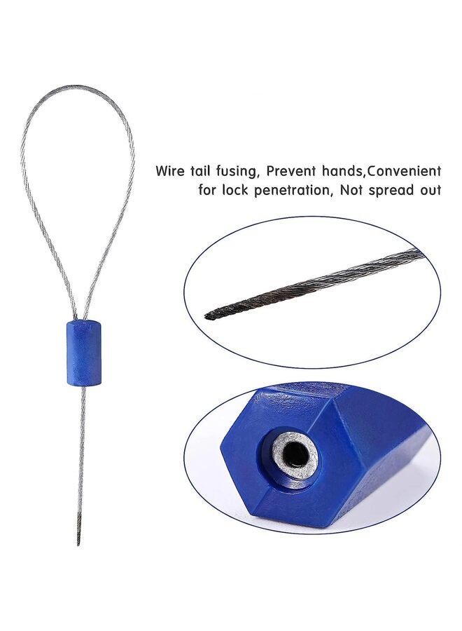 50 Pieces Steel Security Cable Seal - Disposable Numbered Anti-Tamper Tags for Electricity/Water Meters - Self-Locking Shipping Padlock (Blue) - Image 3