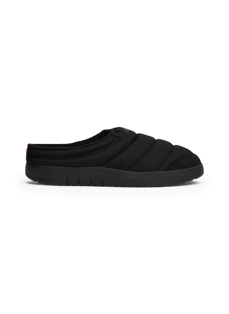 TOMMY HILFIGER Men's Quilted Logo Slippers - Polyester, Black