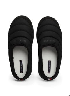 TOMMY HILFIGER Men's Quilted Logo Slippers - Polyester, Black  - Image 3