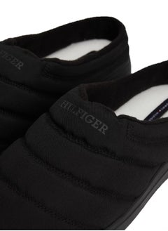 TOMMY HILFIGER Men's Quilted Logo Slippers - Polyester, Black  - Image 4