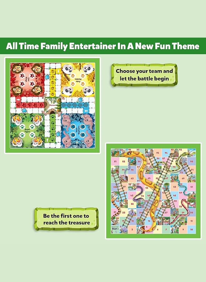 We Happy 2-in-1 Ludo and Snakes Ladders Board Game Set Jungle Adventure Theme- 4 Players Fun Family Game with Dice Shaker - Foldable 14 inch Travel Gameboard Toy - Image 4
