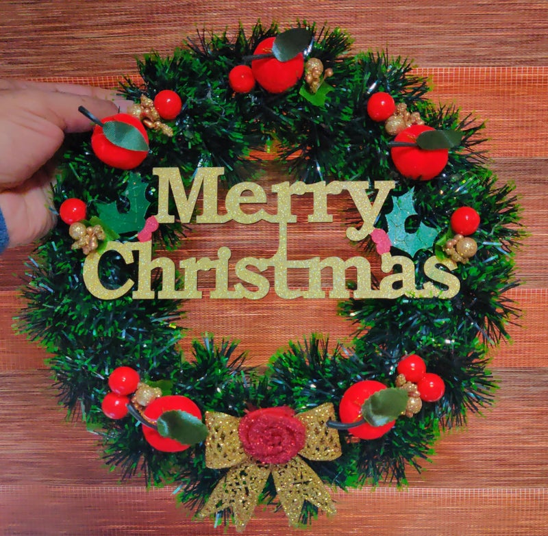 SAU RANG Designer Christmas Wreath/Wall Hanging/Decoration for Xmas Party/Christmas Decorations for Home/Gifts/Wreath - (Green Pine, 10 Inch) - Image 3