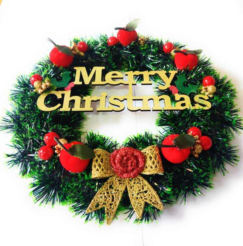 SAU RANG Designer Christmas Wreath/Wall Hanging/Decoration for Xmas Party/Christmas Decorations for Home/Gifts/Wreath - (Green Pine, 10 Inch) - Image 4