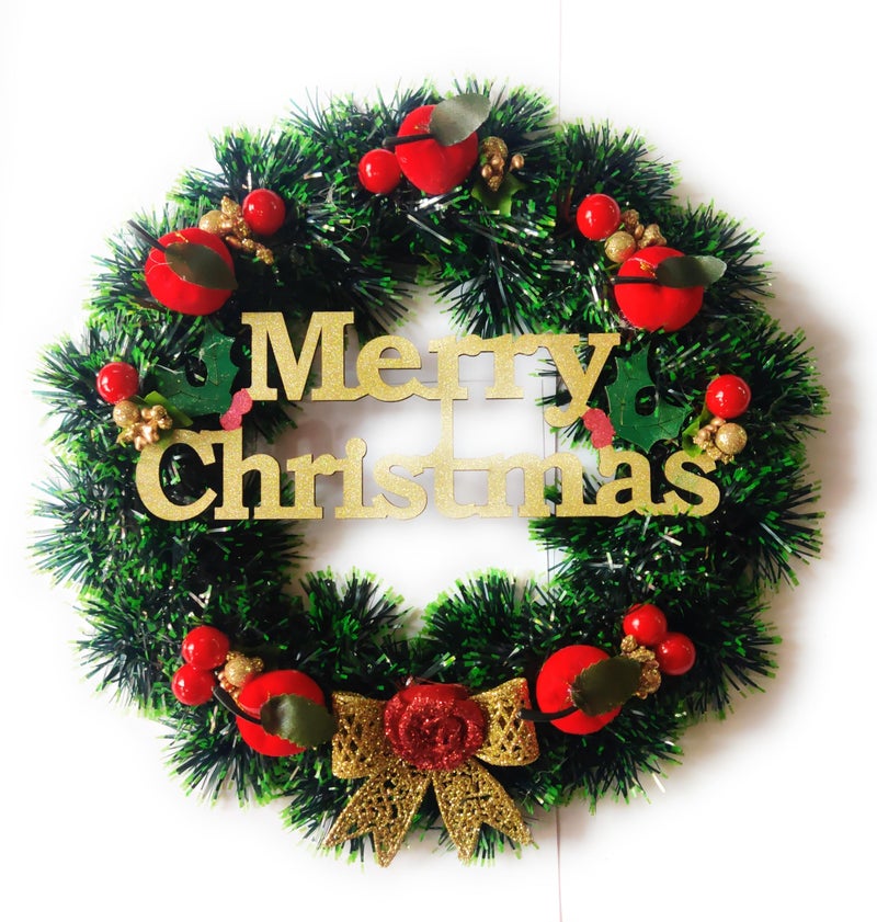 SAU RANG Designer Christmas Wreath/Wall Hanging/Decoration for Xmas Party/Christmas Decorations for Home/Gifts/Wreath - (Green Pine, 10 Inch) - Image 5