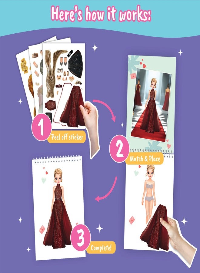 BSCOOL Sticker Dress Up Fashion Runway - Sticker Activity Book for Kids. Learn Girls Fashion Design with Stickers and Guides for Kids 5 and up. Little Designer Creativity Book - Image 2
